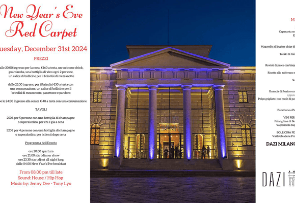 CAPODANNO DAZI MILANO 2025 cenone Arco della Pace
